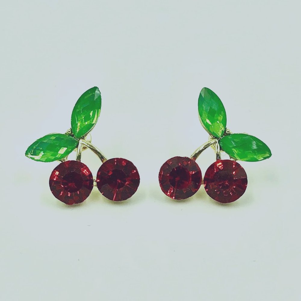 Women's Double Cherry Stud Earrings